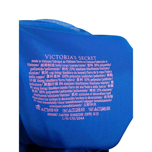 Victoria Secret Swimsuit Womans Large Blue Forever One Piece Halter Ruched Beach - Picture 6 of 6